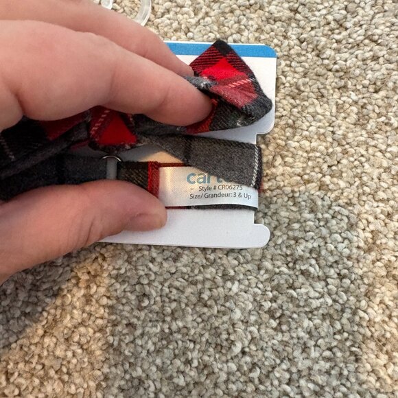 Carter's Boys Bow Tie NEW Christmas Plaid Red Grey - Picture 4 of 5